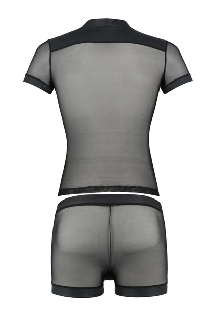 Прозрачный комплект футболка и шортики Passion 052 SET MICHAEL Черный 2XL/3XL - Фото 4 Прозрачный комплект футболка и шортики Passion 052 SET MICHAEL Черный 2XL/3XL - изображение 4