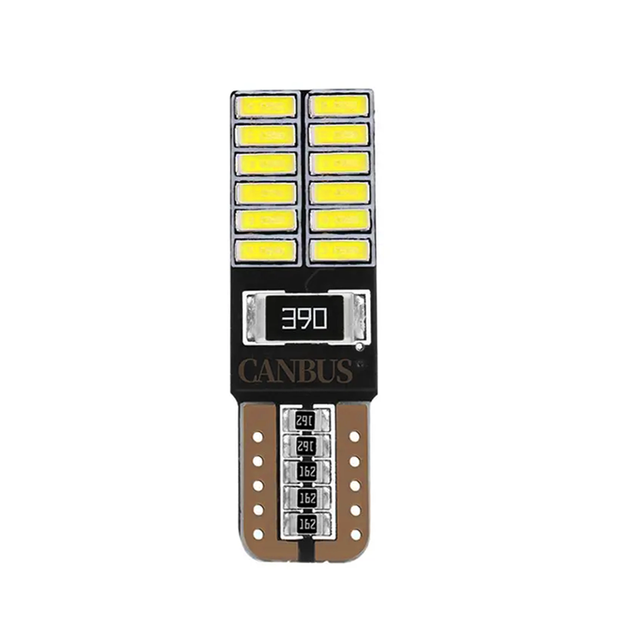 Автолампа светодиодная T10 / W5W, цоколь W2.1x9.5d, 4014 х 24 smd, белый, 12 В, обманка, биполярная - изображение 2