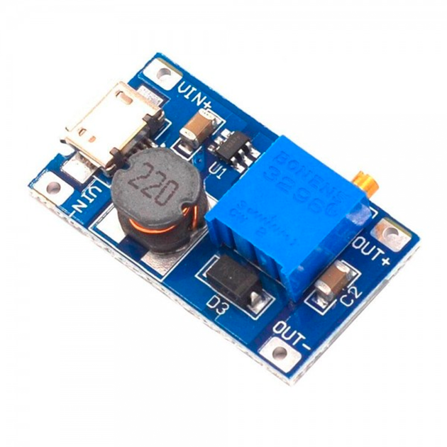 Повышающий преобразователь напряжения MT3608 с microUSB разъемом DC-DC с 3-24В до 5-28В 2А (5шт.) - изображение 2