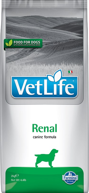 Sucha karma medyczna dla psów Farmina Vet Life Renal diet. odżywianie, w celu utrzymania funkcji nerek, 2 kg (8010276025241) - obraz 1