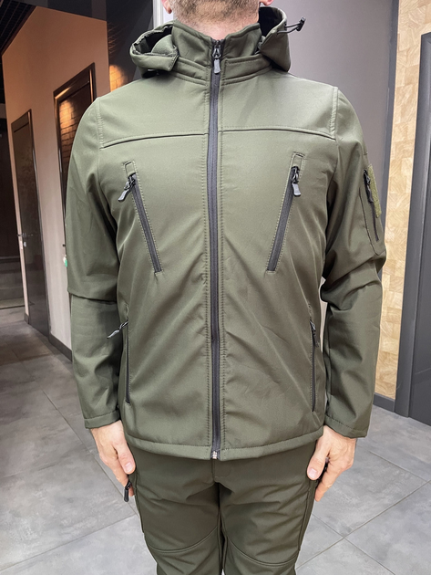 Куртка тактична, Softshell, колір Олива, розмір M, демісезонна куртка флісова для військових софтшелл - зображення 1