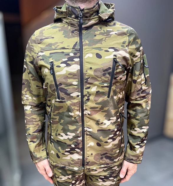 Куртка тактична на флісі, Мультикам, розмір XXL, підкладка — фліс, демісезонна флісова куртка для військових - зображення 1