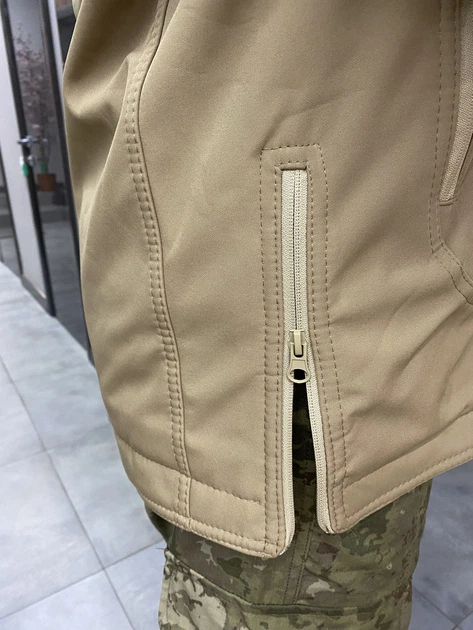 Куртка тактическая WOLFTRAP Softshell, цвет Койот, размер L, зимняя мужская куртка софтшелл для военных - изображение 10