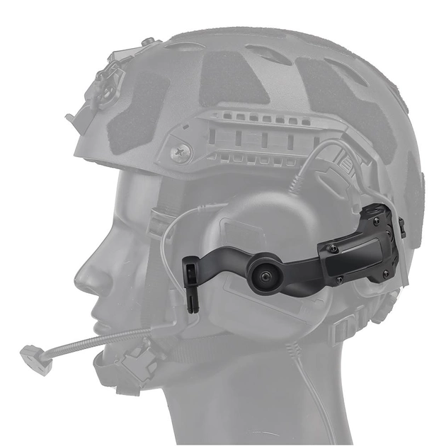 Крепление "чебурашки" адаптер для активных наушников на тактический шлем кронштейн WooSport Черный (1489901) - изображение 1