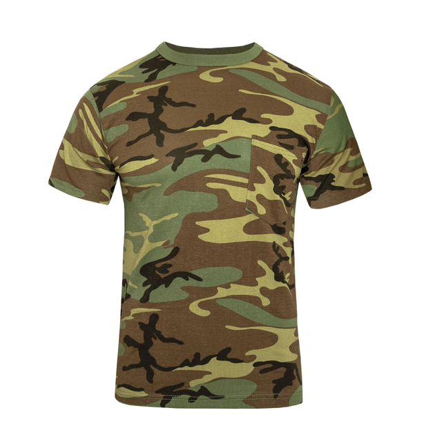 Футболка Rothco Woodland Camo T-Shirt с карманом Камуфляж XL - изображение 1