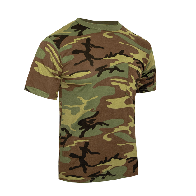 Футболка Rothco Woodland Camo T-Shirt с карманом Камуфляж XL - изображение 2