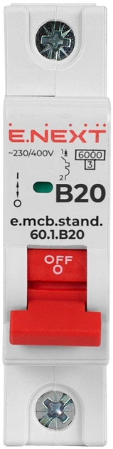 Автоматический выключатель 1р 20А 6кА "B" [s001109] E.NEXT e.mcb.stand.60.1.B20 - изображение 2