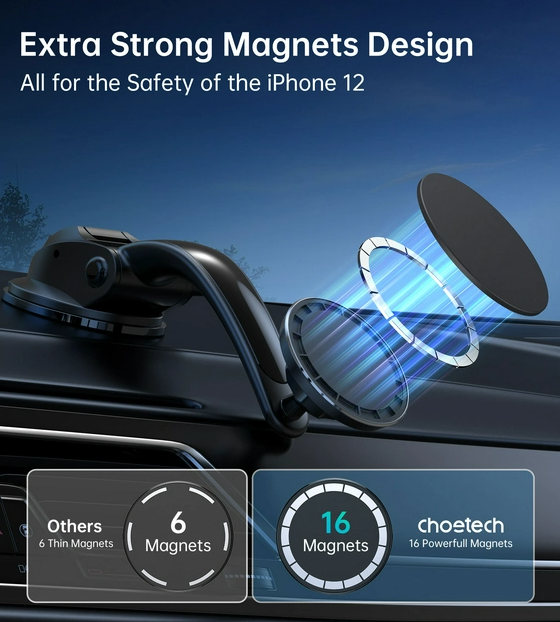 Магнитный автодержатель для телефона Choetech Black (AT0005) - Фото 2 Магнитный автодержатель для телефона Choetech Black (AT0005) - изображение 2