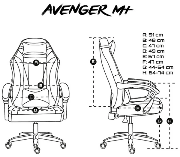 Fotel gamingowy Fury Gaming Chair Avenger M+ Black-White (NFF-1710) - obraz 12