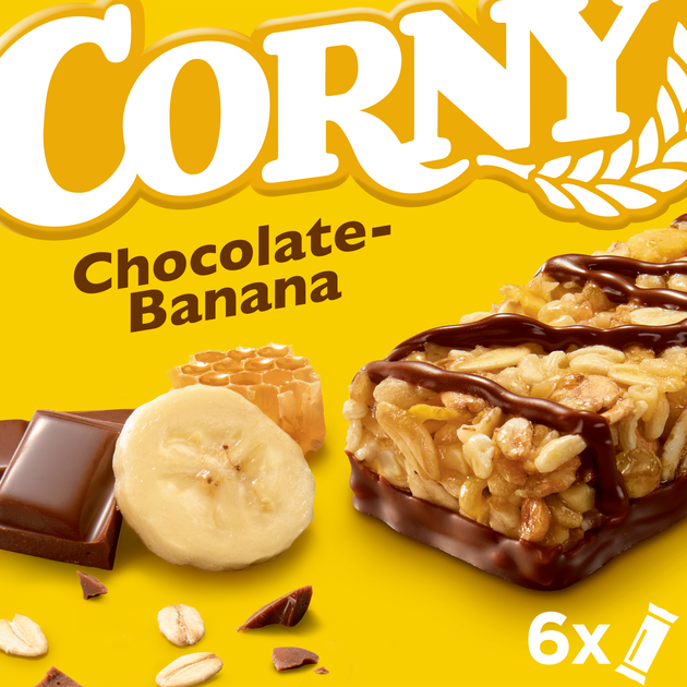 Упаковка злаковых батончиков Corny с бананом в молочном шоколаде 25 г х ...