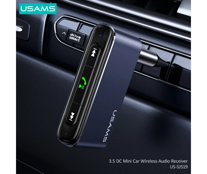 Bluetooth ресивер Usams USSJ519 3.5DC Mini Car Wireless Audio Receiver BT5.0 Grey (SJ519JSQ01