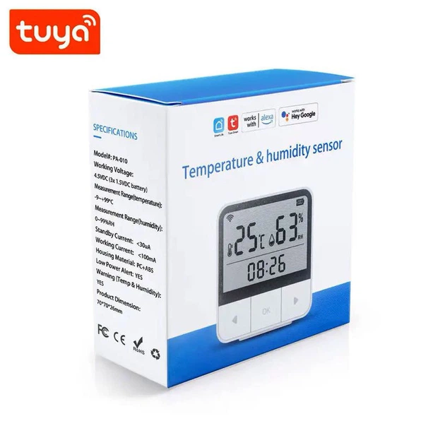 Wifi смарт датчик температури та вологості, годинник Tuya Temperature & Humidity Sensor, віддалений моніторинг - зображення 3