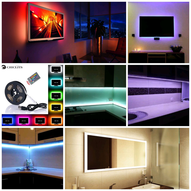 Стрічка світлодіодна різнокольорова LED 3528 RGB комплект - зображення 5