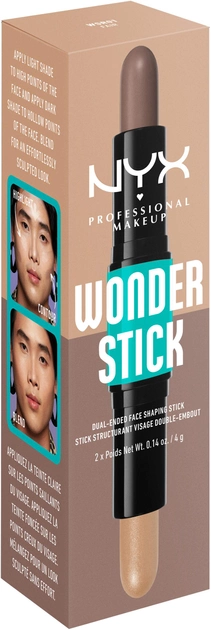 Акция на Стік для контурингу обличчя двосторонній NYX Professional Makeup Wonder Stick Dual Face Highlight & Contour 01 fair 2х4 г от Rozetka