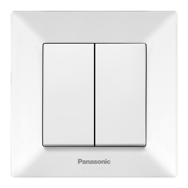 Выключатель двойной Panasonic Arkedia Slim Белый - Фото 1 Выключатель двойной Panasonic Arkedia Slim Белый - изображение 1