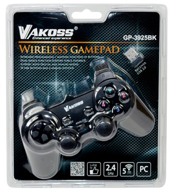 Bezprzewodowy gamepad Vakoss GP-3925BK PC, PS3 Czarny (GP-3925BK) - obraz 2