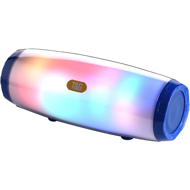 Бездротова Bluetooth колонка з RGB підсвічуванням T&G TG165C-LED зі світломузикою, USB, microSD, FM радіо, Мікрофон Blue - зображення 5