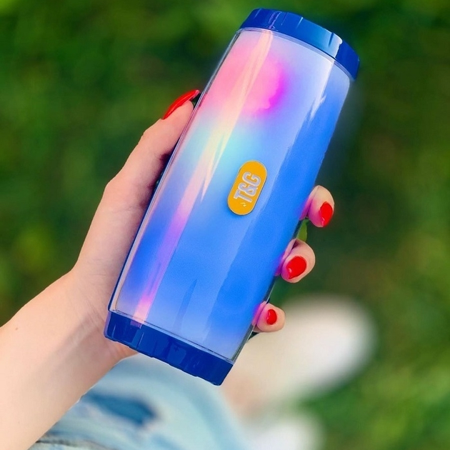 Бездротова Bluetooth колонка з RGB підсвічуванням T&G TG165C-LED зі світломузикою, USB, microSD, FM радіо, Мікрофон Blue - зображення 6