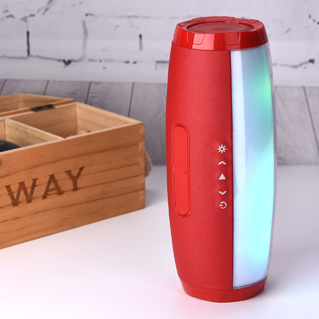Бездротова Bluetooth колонка з RGB підсвічуванням T&G TG165C-LED зі світломузикою, USB, microSD, FM радіо Red - зображення 9