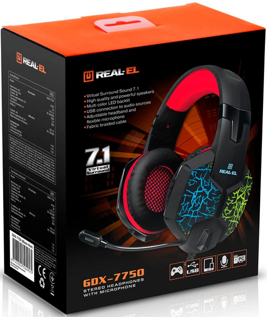 Наушники REAL-EL GDX-7750 Black-Red - Фото 15 Наушники REAL-EL GDX-7750 Black-Red - изображение 15