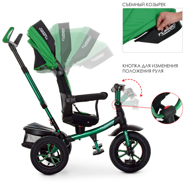 Детский трехколесный велосипед с родительской ручкой Turbo Trike ...
