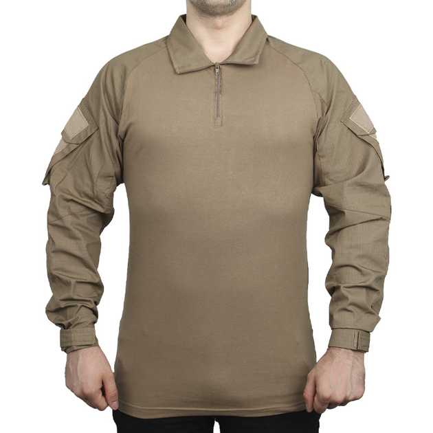 Тактична сорочка Lesko A655 Sand Khaki 5XL однотонна чоловіча сорочка з кишенями на рукавах - зображення 2