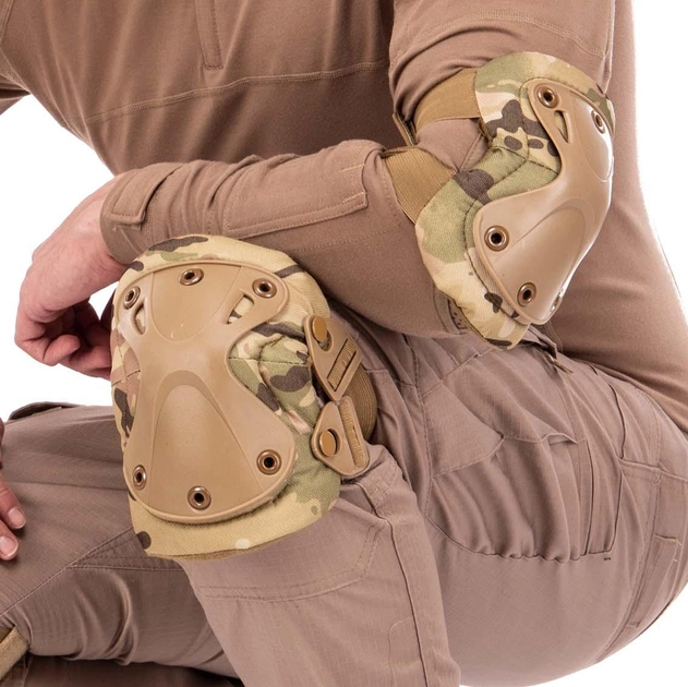 Тактические наколенники и налокотники T-Pads защитные анатомической формы мультикам (армейские для военных ВСУ с быстрым сбросом) - изображение 2