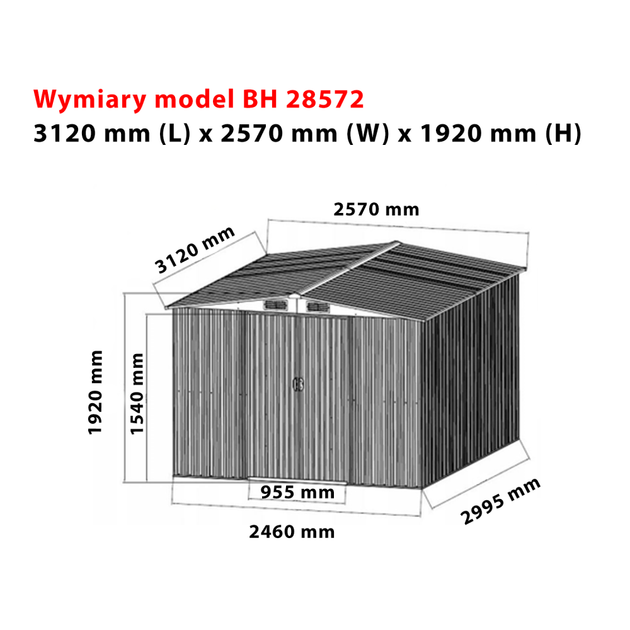 Садовый домик 3,1 х 2,6 х 1,9 м, серый Bass Polska BH 28572 - изображение 5