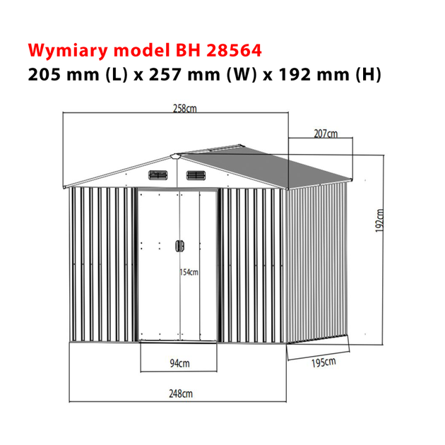 Садовый домик 2 х 2,6 х 1,9 м, серый Bass Polska BH 28564 - изображение 5