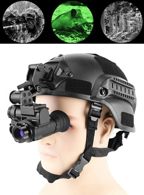 Монокуляр ночного видения с компасом и креплением на шлем NVG10 8608 Luxun Черный 63833 - изображение 1