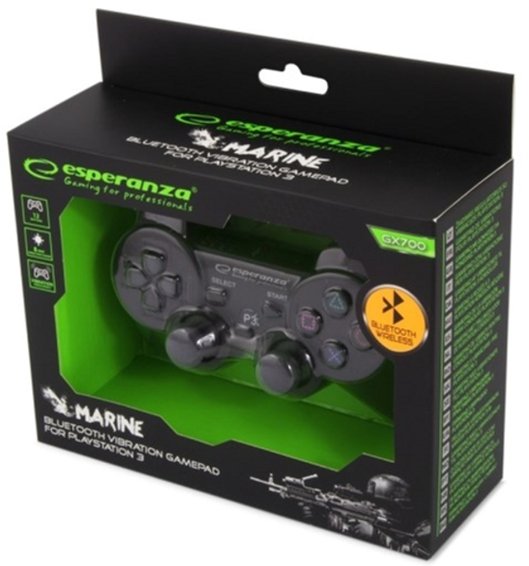 Бездротовий геймпад Esperanza Marine PS3 Bluetooth Black (EGG109K) - зображення 4