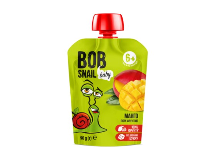 Пюре фруктове Манго для дітей від 6 місяців 90г Равлик Боб (Bob Snail) 
