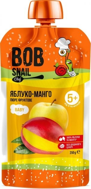 Пюре фруктове Яблуко-Манго для дітей від 5 місяців 250г ТМ BOB SNAIL (РАВЛИК БОБ) 