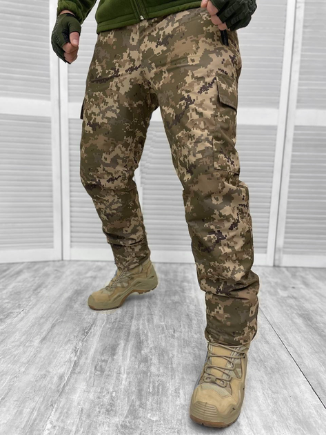 Зимові штани тактичні водонепроникні флісові мембрана основний склад XXL Піксель армійські для військових - зображення 1