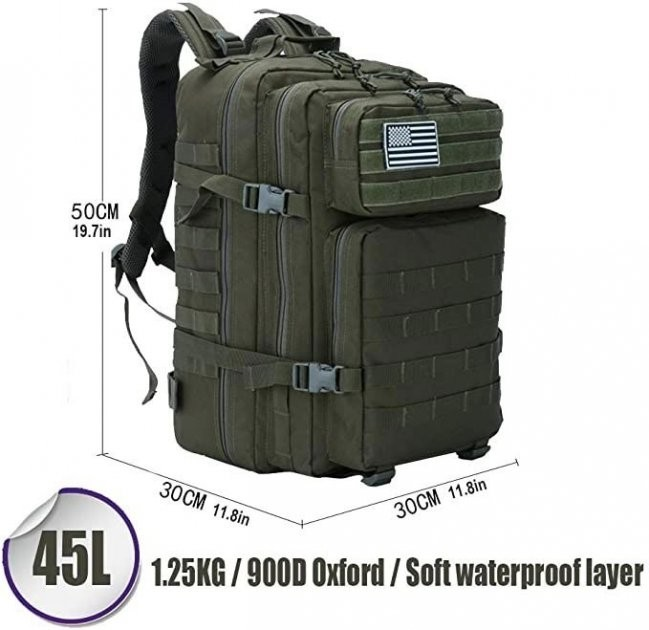 Рюкзак военный штурмовой тактический BPM2302272 Molle 45L Olive - изображение 2