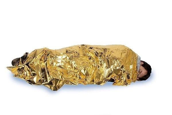 Спасательное термоодеяло / термопокрывало золотистое (изофолия) AceCamp Emergency Blanket Gold 220х140 см. (3806) - изображение 2