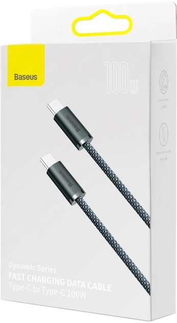 Kabel Baseus Dynamic Series Fast Charging Data Cable Type-C to Type-C 100 W 2 m Slate Gray (CALD000316) - obraz 4