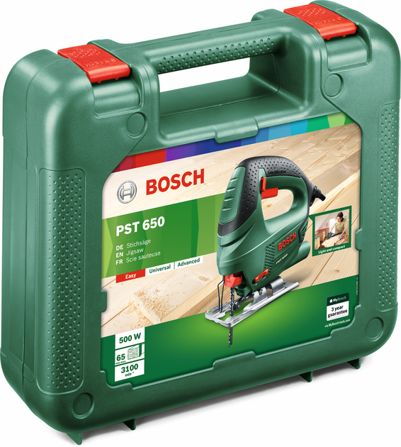 Лобзик електричний Bosch PST 650, 500 Вт, 65 мм глибина різу + полотно T144 D + кейс (06033A0720) - зображення 10