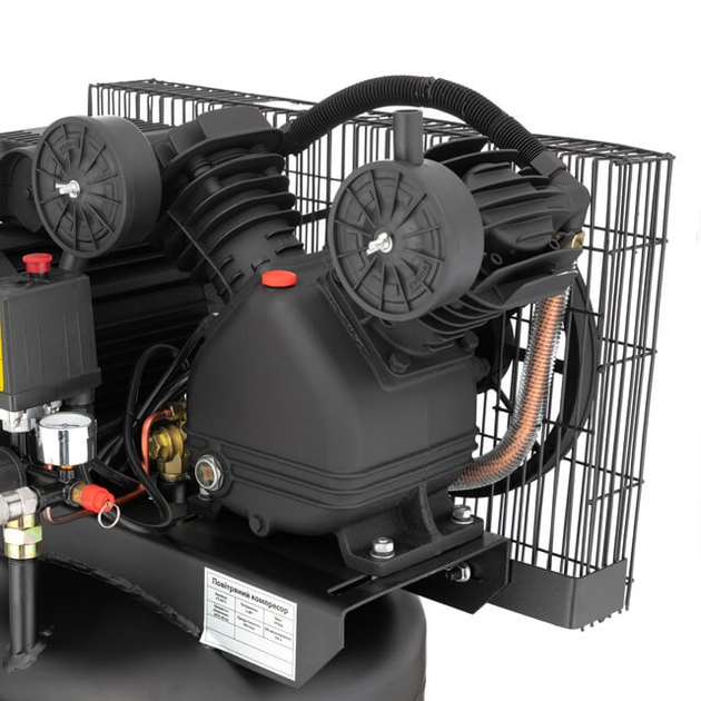 Компресор 100 л, вертикальний, 3 кВт, 220 В, 10 aтм, 500 л/хв. 2 циліндри INTERTOOL PT-0017 - изображение 7
