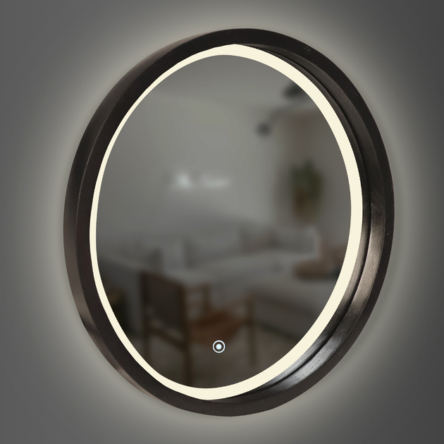 Дзеркало кругле дерев'яне з LED-підсвіткою Luxury Wood Perfection Black Ясен 65 см - зображення 2