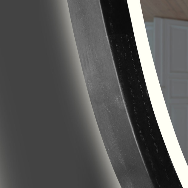 Дзеркало кругле дерев'яне з LED-підсвіткою Luxury Wood Perfection Black Ясен 65 см - зображення 3