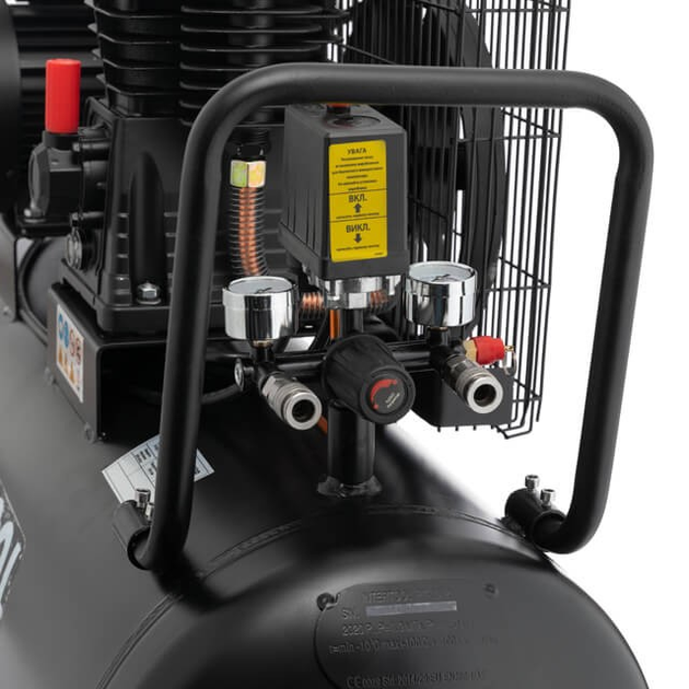 Компресор 100 л, 1.8 кВт, 220 В, 10 атм, 250 л/хв INTERTOOL PT-0012 - изображение 5