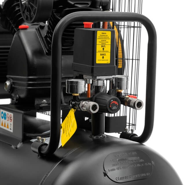 Компресор 100 л, 3 кВт, 380 В, 10 aтм, 500 л/хв., 2 циліндри INTERTOOL PT-0013 - изображение 5
