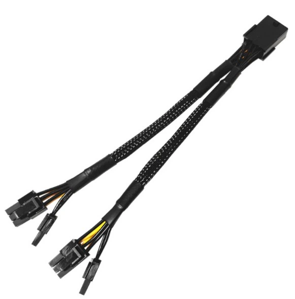 Кабель переходник в оплетке 18 AWG 20 см GPU 8 pin -> 2х GPU PCI-E (6+2) VGA на видеокарту (540106028) Черный - Фото 8 Кабель переходник в оплетке 18 AWG 20 см GPU 8 pin -> 2х GPU PCI-E (6+2) VGA на видеокарту (540106028) Черный - изображение 8