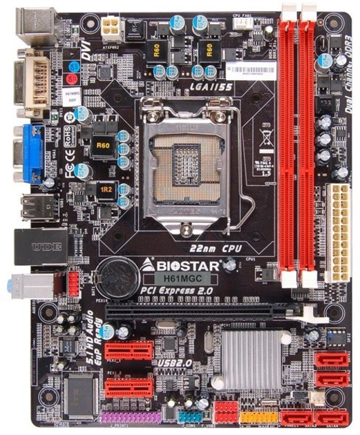 Материнская плата Socket 1155 BioSTAR H61MGC ( s1155, DDR3, INTEL H61 ...