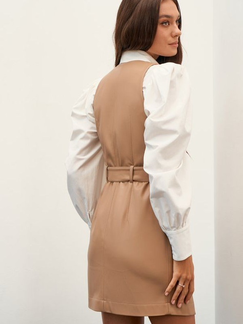 Sukienka Gepur ze sztucznej skóry 41293 S Beige (5000030878094) - obraz 2