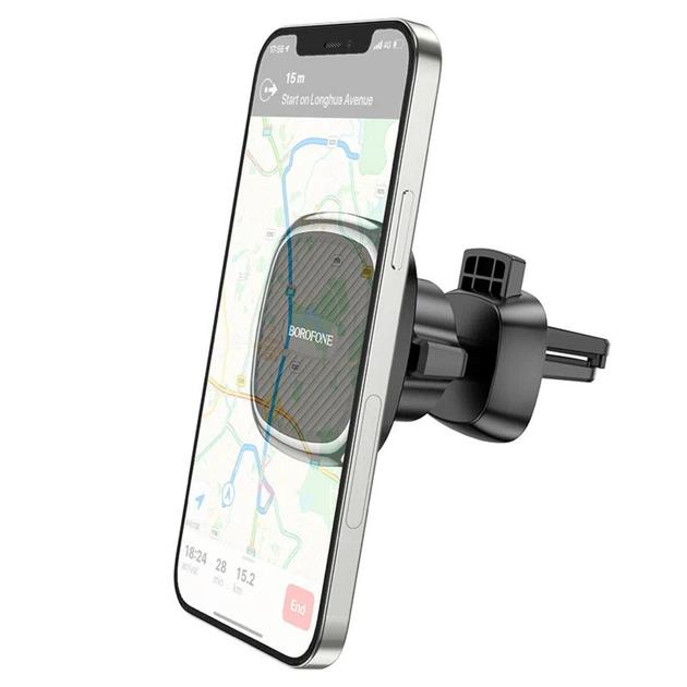 Тримач для мобільного BOROFONE BH67 Air outlet magnetic car holder Black Metal Grey - изображение 5
