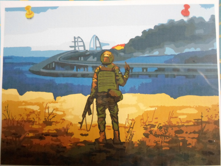 Картина по номерам по мотивам Русский военный корабль горит 40x50 РВК-ПНХ