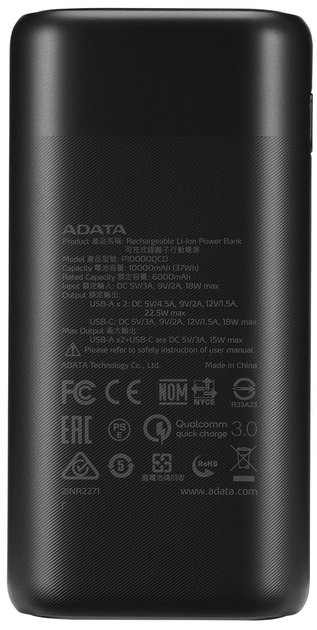 Powerbank ADATA P10000QCD Czarny (AP10000QCD-DGT-CBK) - obraz 3