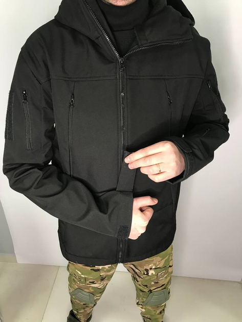 Чорна тактична куртка Soft Shell розмір L - зображення 1